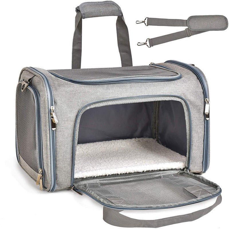 Sac de Transport Chat Portable Bandoulière - Cage Pliable Respirante