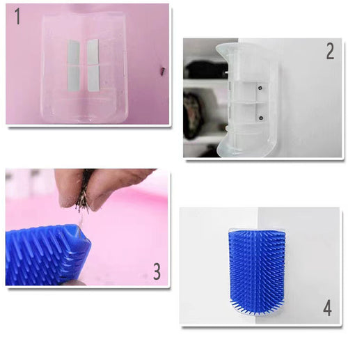 Brosse d'Angle Murale 4 Couleurs pour Chat + Herbe à Chat Offerte